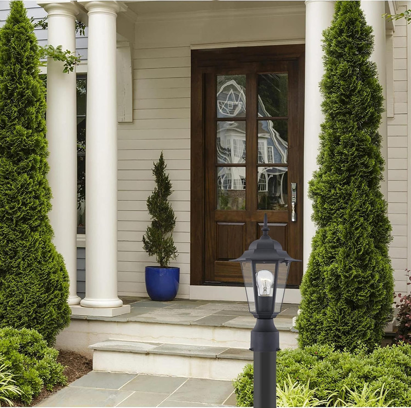 Outdoor Post Light, Pole Lantern, E26 Base 60W Max, Aluminum Housing plus Glass, gallery
