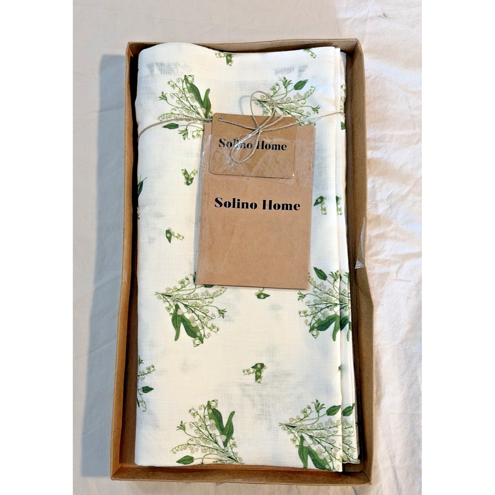 Solino Home 100% Linen Tablecloth / Table Throw 53 x 53 in. Lily of the Valley gallery