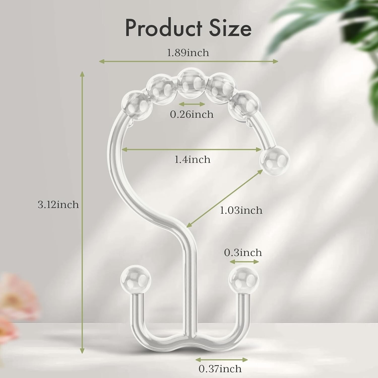 Amazer Plastic Shower Curtain Hooks Double Clear Bathroom Set of 12 gallery