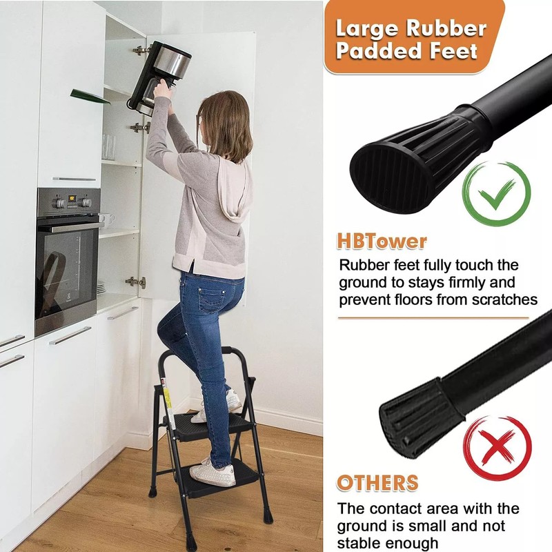 2 Step Ladder Retractable Handgrip Folding Step Stool with Anti-Slip gallery