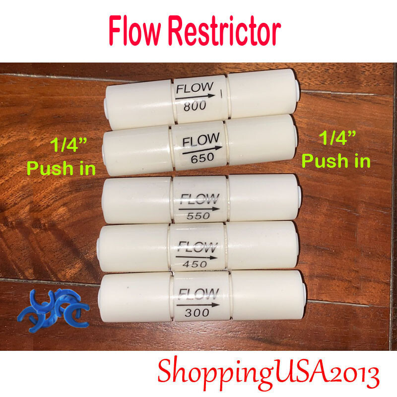 2 Pcs Flow Restrictor 1/4-1/4 Quick Connect Push In 300,450,550,650,800cc RO gallery