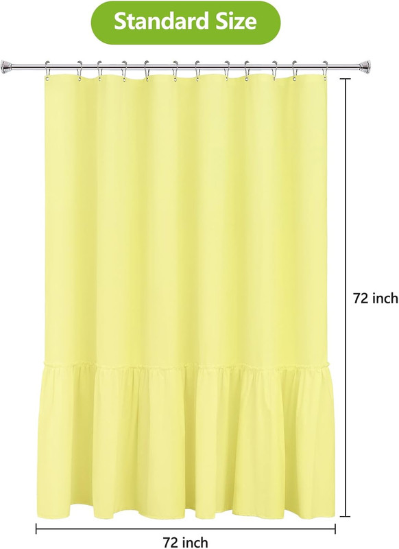 Bright Yellow Ruffle Shower Curtain with Waterproof TPU Backed, Soft Microfiber gallery