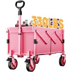 330LB Collapsible Foldable Wagon with Brake Wheel Large Capacity Fold Beach Cart