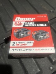 Bauer 20V 2-Pack 5 Ah Lithium-Ion 71270 Battery 1907C-B-2P. NEW