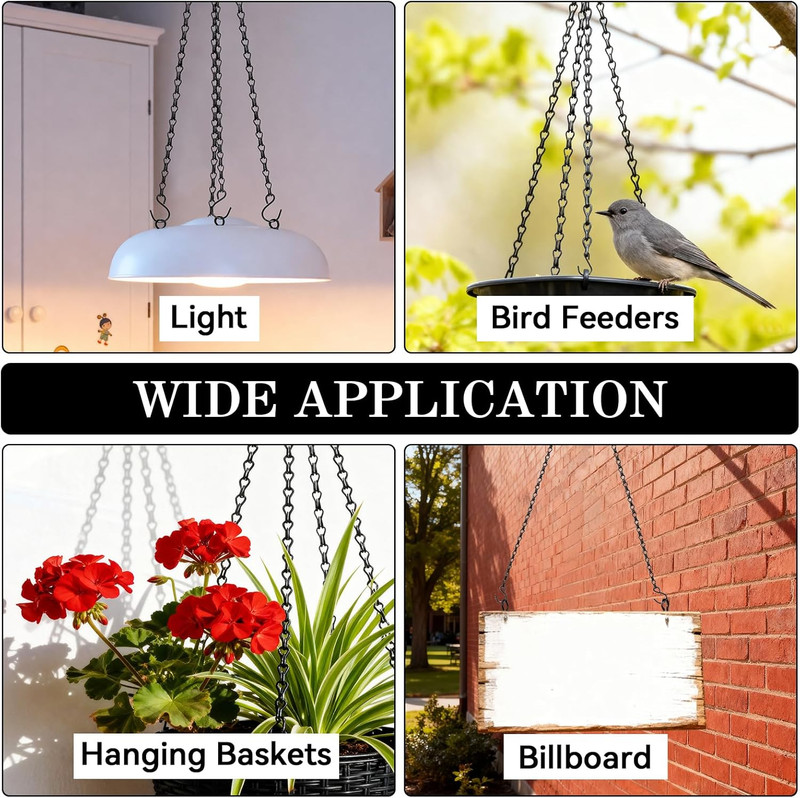 4 Pack, 24 Inch Hanging Basket Chain with Hooks, Black Metal Planter Flower Pot gallery