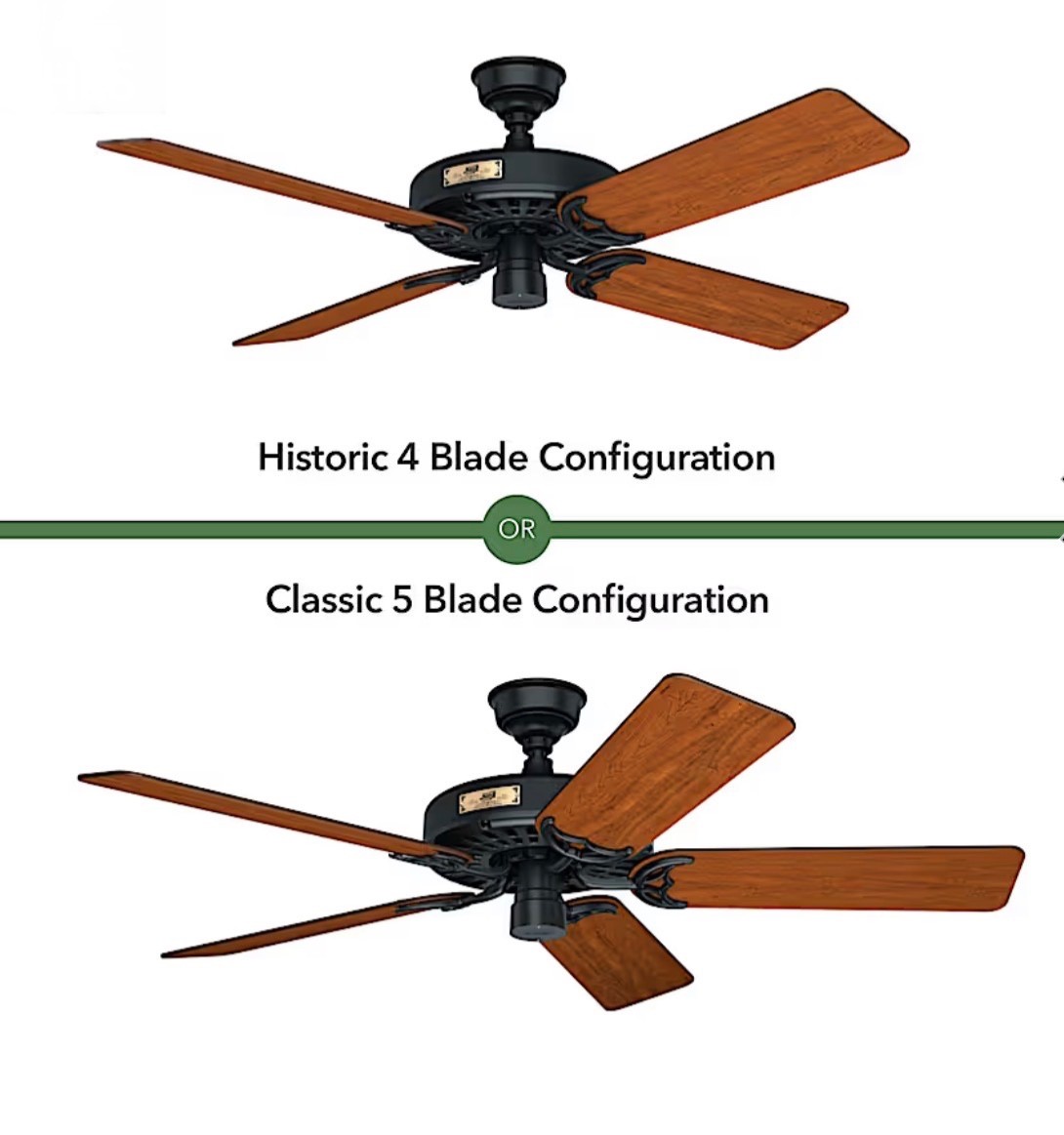 HUNTER 52" CAST IRON BLACK WALNUT BLADE OUTDOOR DAMP Ceiling Fan NO REPAIRS gallery