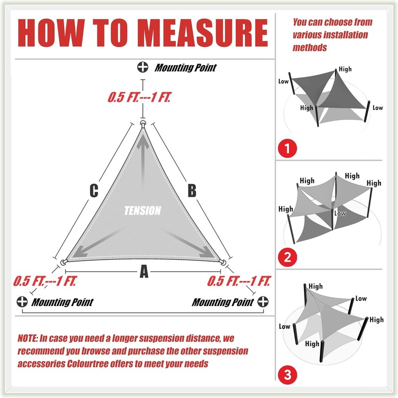 20' Beige Triangle Sun Shade Sail - 190 GSM UV-Blocking Canopy for Outdoors gallery