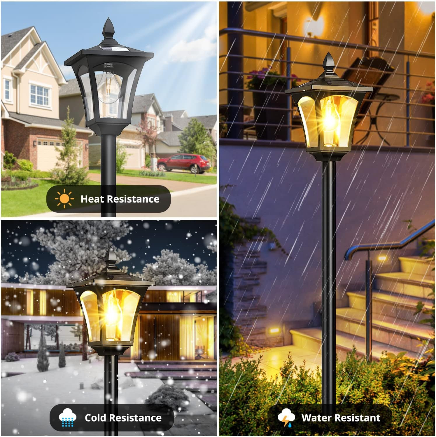 64 Inch Solar Lamp Post Light with Planter, 60 High Lumens Street Light, Solar P gallery