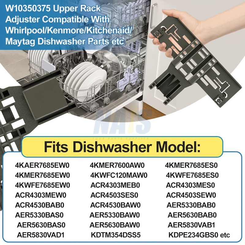 8 Pcs Upgraded Dishwasher Upper Rack Adjuster W10546503 W10195840 W10195839 gallery
