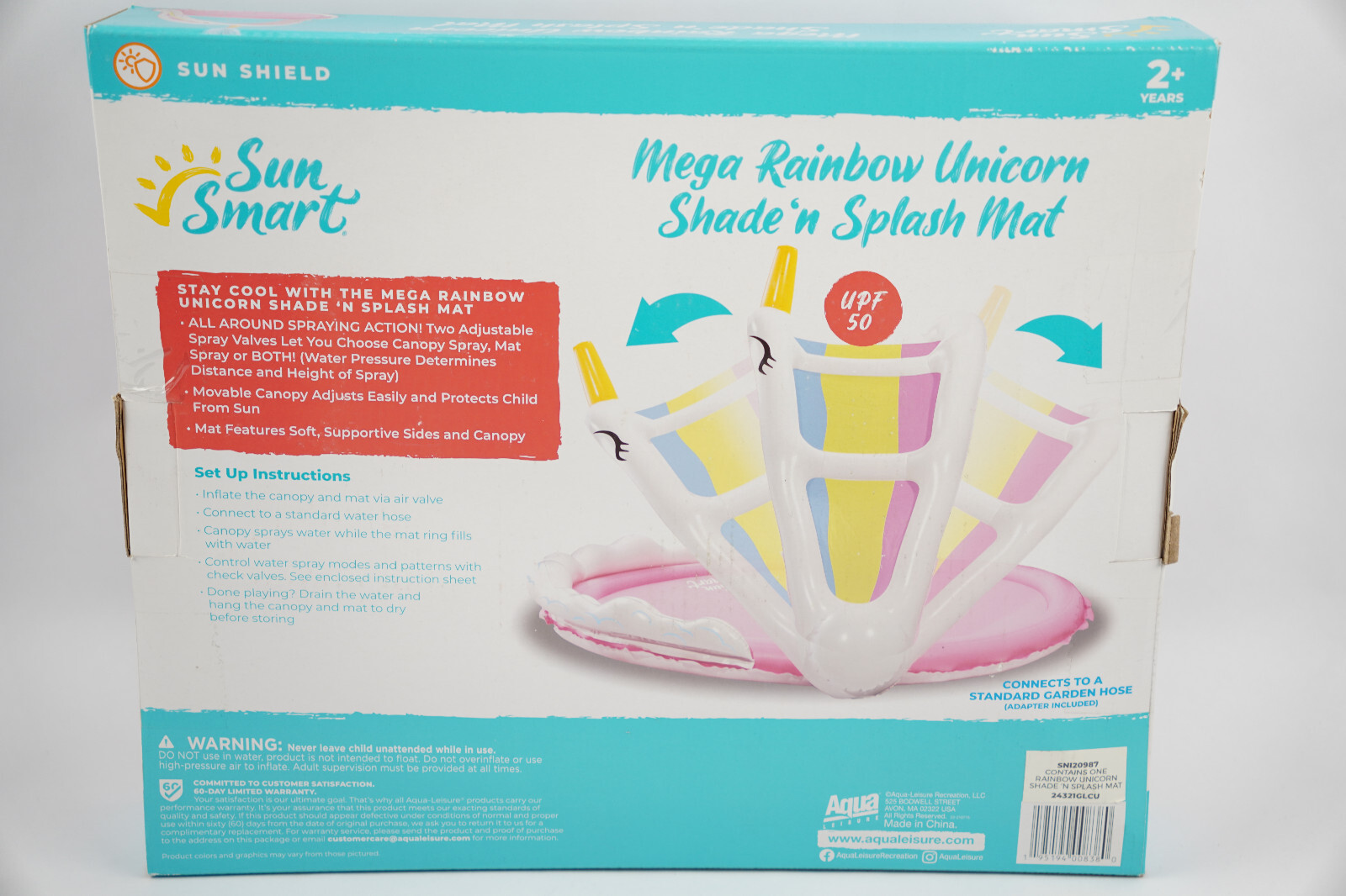 New Sun Smart Mega Rainbow Unicorn Shade & Splash Mat Inflatable Sun Shield gallery