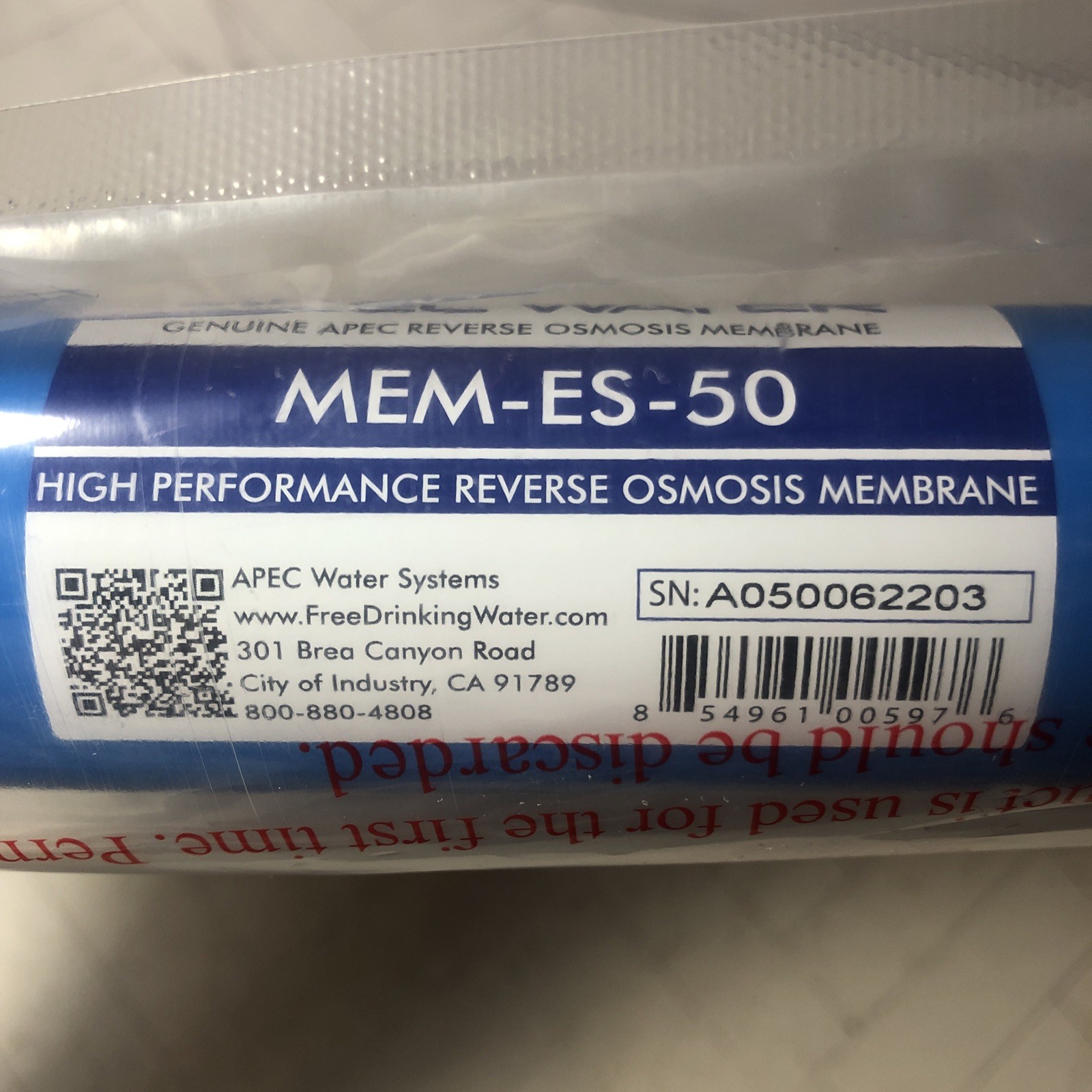 APEC Water filter MEM-ES-50 High Performance Reverse Osmosis Membran Genuine OEM gallery