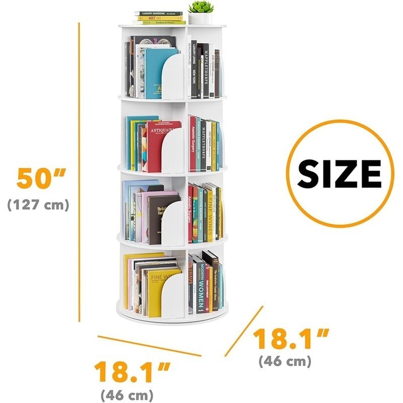 Rotating Bookshelf Tower Space Saving 4-Tier Book Organizer Home Office New gallery