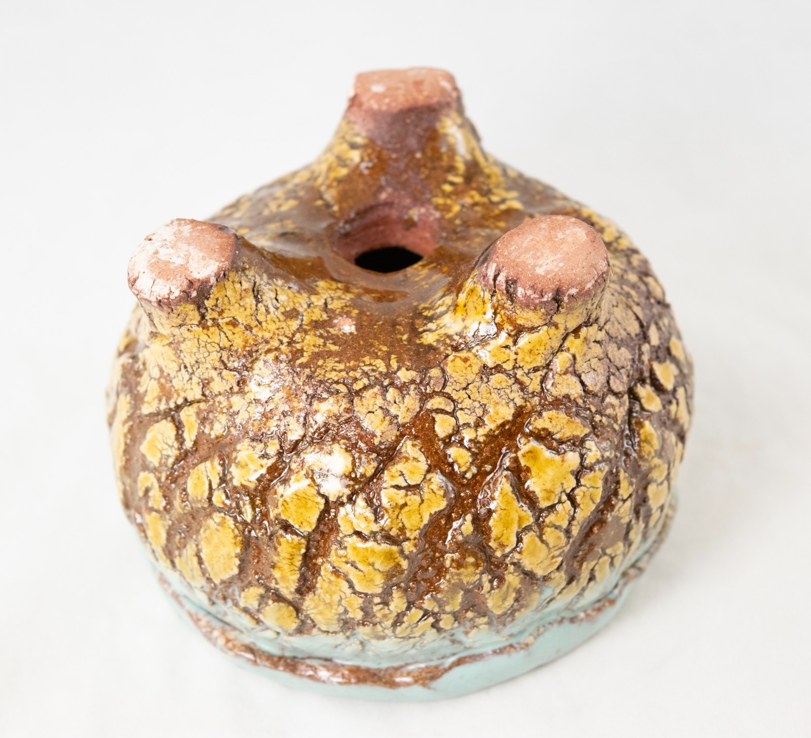 Round Handmade Bonsai Pot, Cactus & Succulent Planter - 4.5"x 4.5"x 3.5" + Mesh gallery