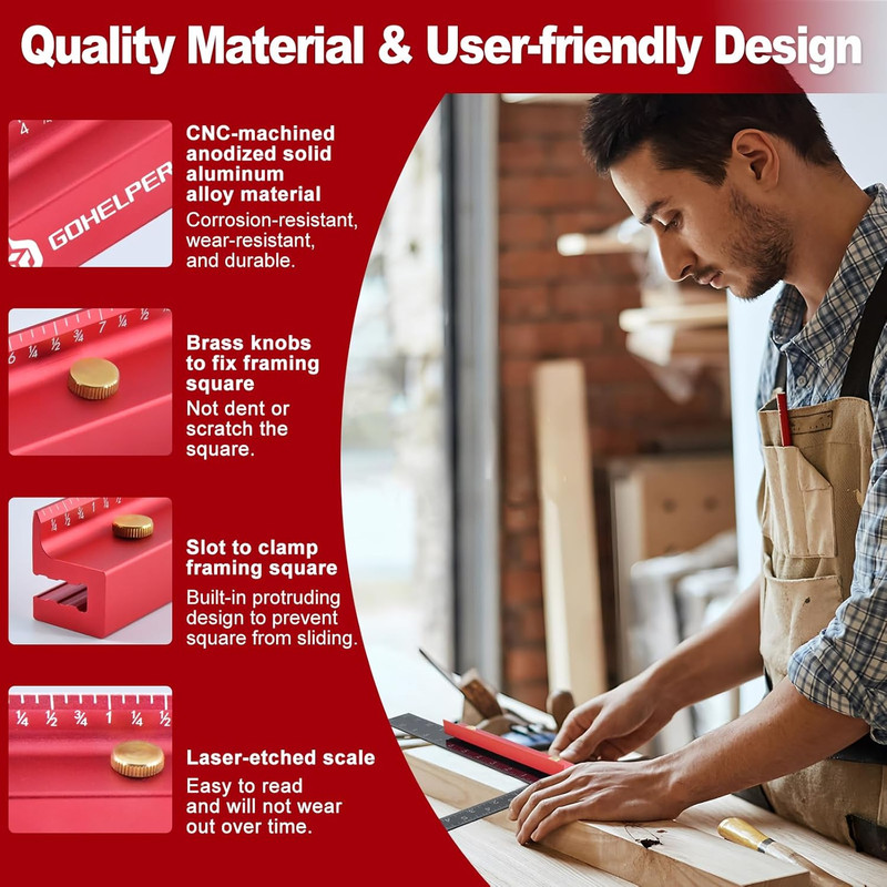 8 Inch Removable Carpenter Framing Square Fence with Edge Marking Ruler, Anodize gallery