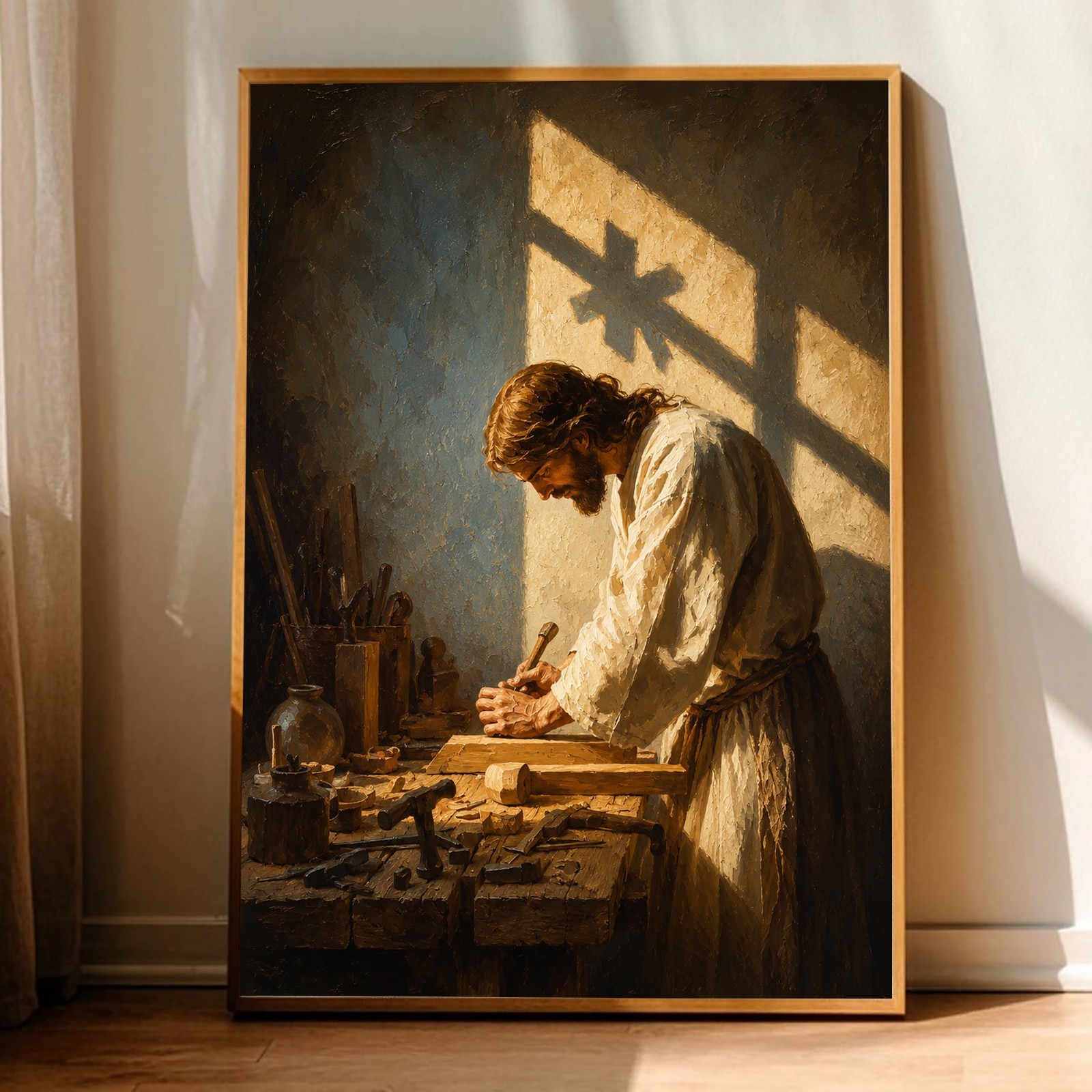 Jesus the Carpenter Canvas Print Christian Religious Wall Art Home Decor gallery