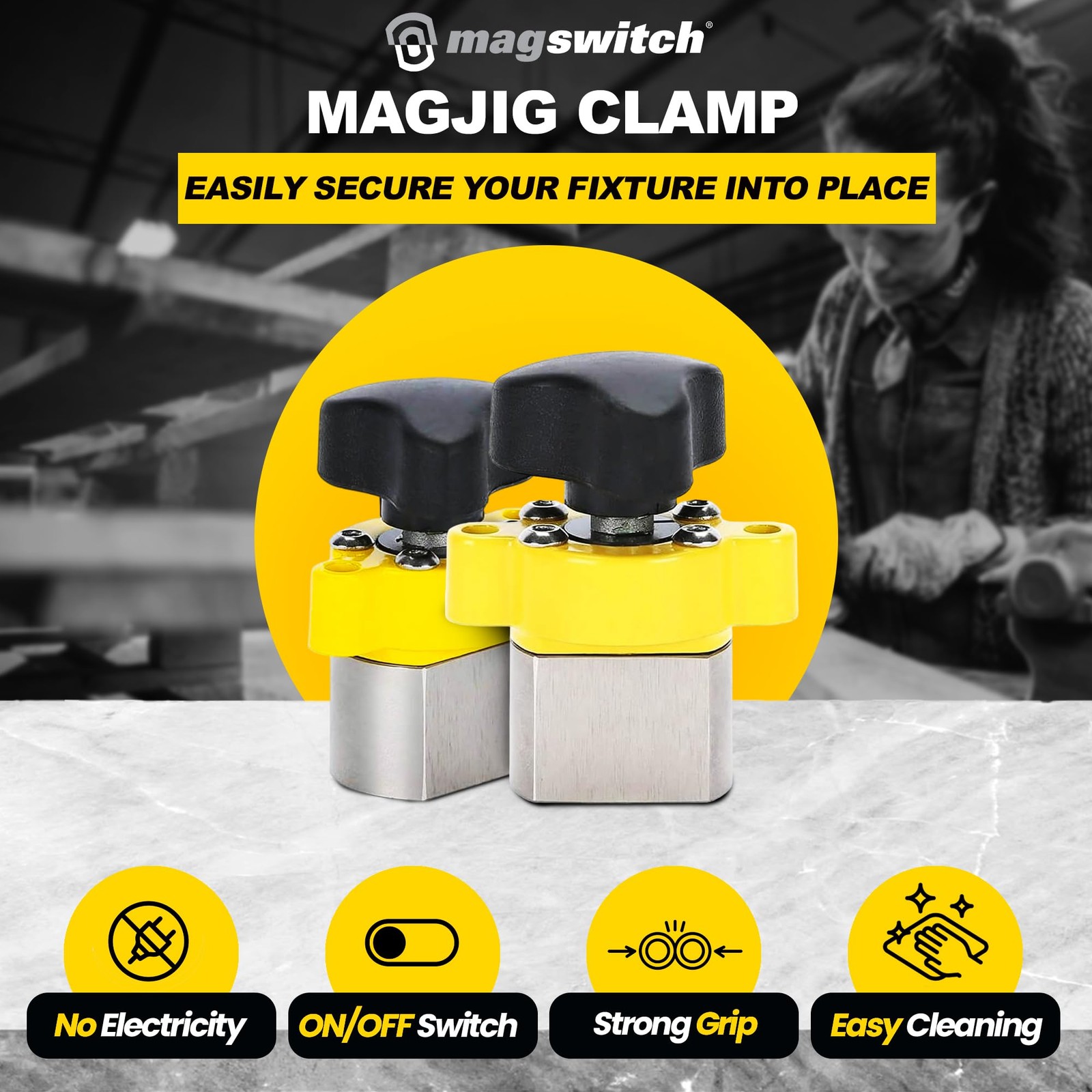 Magswitch MagJig 95 lb 2-Pack – Switchable Magnetic 95 lb, 2-Pack, Yellow gallery