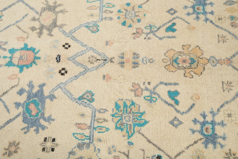 Vegetable Dye Geometric Floral Oushak Turkish Oriental Area Rug Hand-Knotted 5x6 gallery