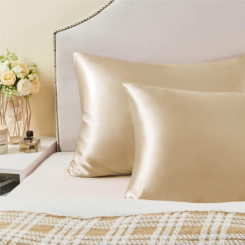 2PCS Luxurious Satin Silk Pillowcase Soft Bedding Standard 20"x26" Pillow Cover gallery