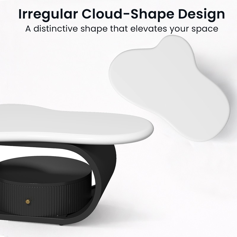 39" Irregular Cloud Coffee Table MDF Metal Center Table with Drawer Home Office gallery