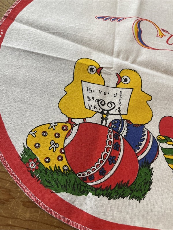 Oval Primary Color Easter Egg & Chicks Table Runner Armenian Words 24.75” X 13” gallery