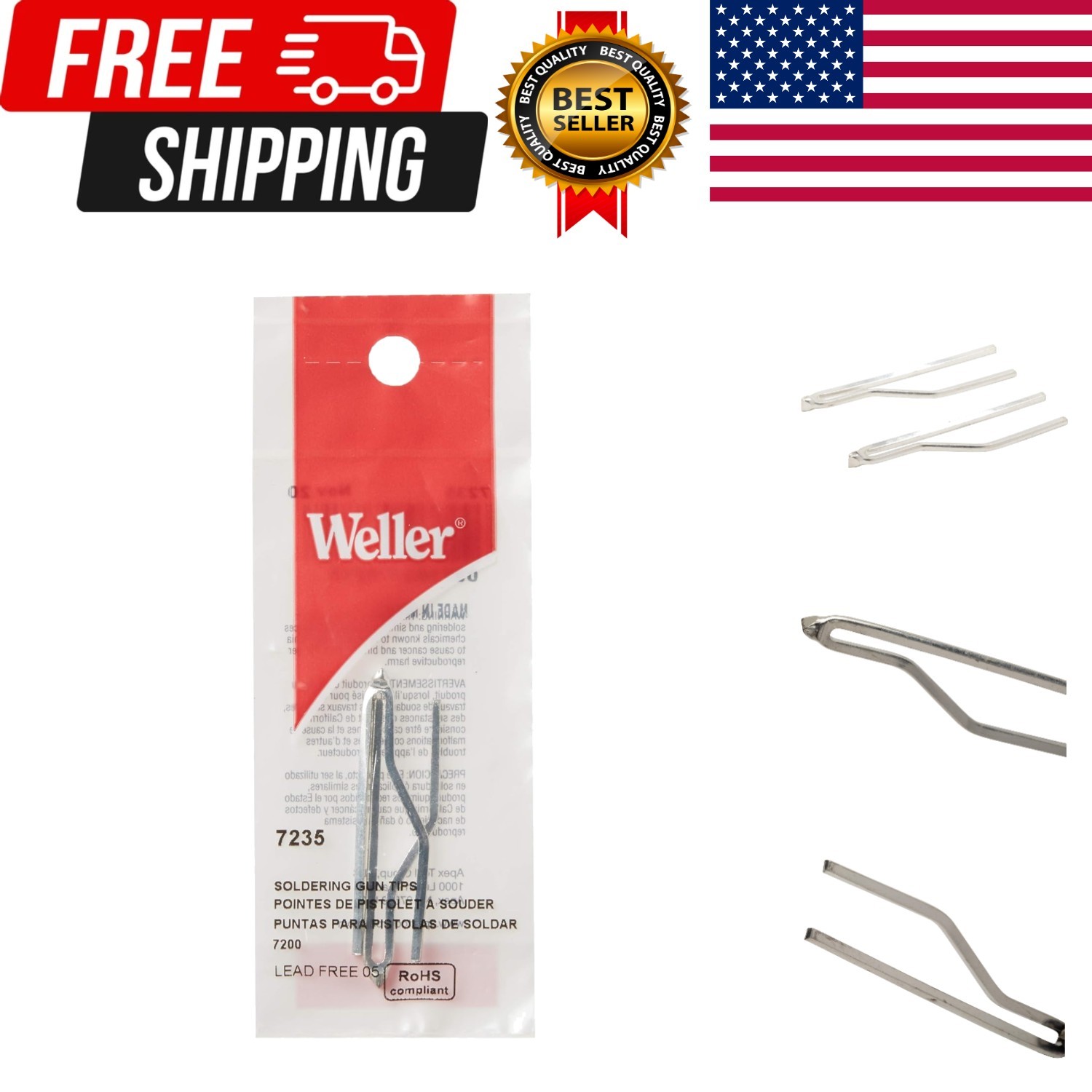 Weller 7235 Replacement Soldering Gun Tip 2-Count Pack for Weller gallery