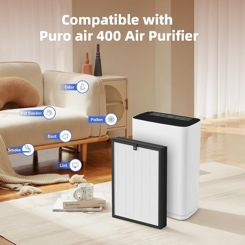 2 Pack 400 Replacement Filter for Puroair 400 Air Purifier, 3-in-1 True HEPA 14 gallery