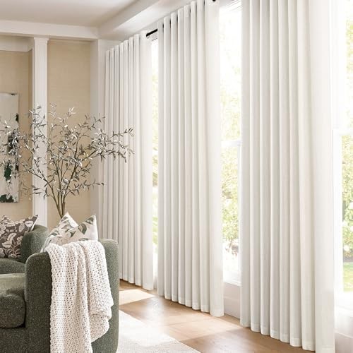 Cream Linen Curtains 108 Inch Length 2 Panels 52"W x 108"L (Pack of 2) Natural gallery