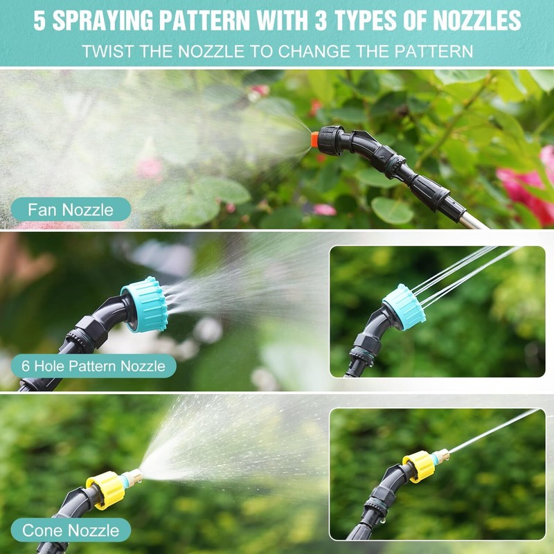 2 Gallon Battery Powered Sprayer Electric Garden Sprayer 3 Mist Nozzles Portable gallery