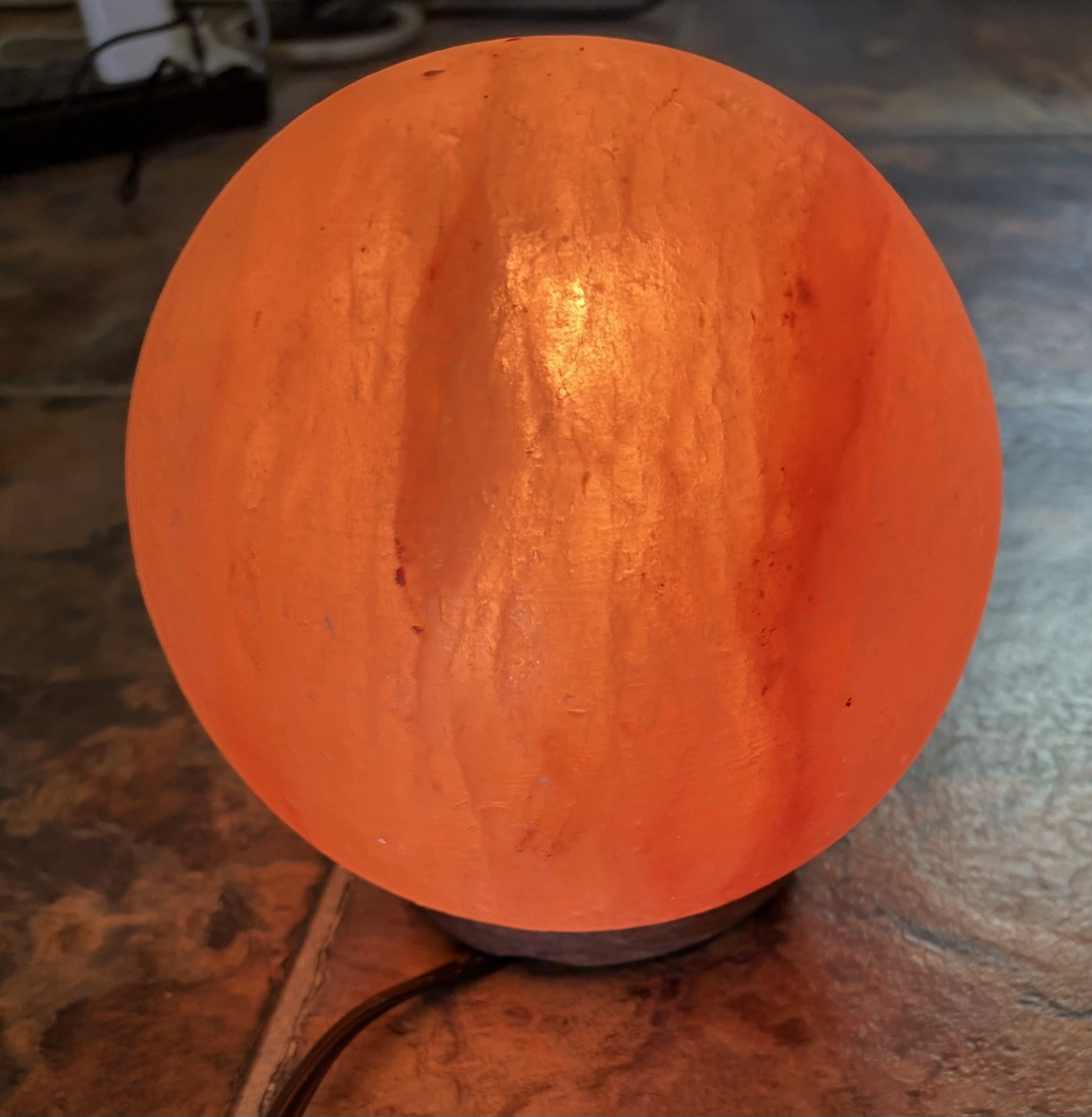 Round Sphere Himalayan Natural Salt Crystal Lamp Pink Warm Light Corded gallery