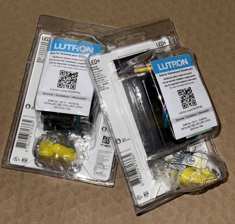 2 Lutron (Diva) Smart Dimmer Switch - White (DVRF-6L-WH-R). NEW. FREE SHIPPING gallery