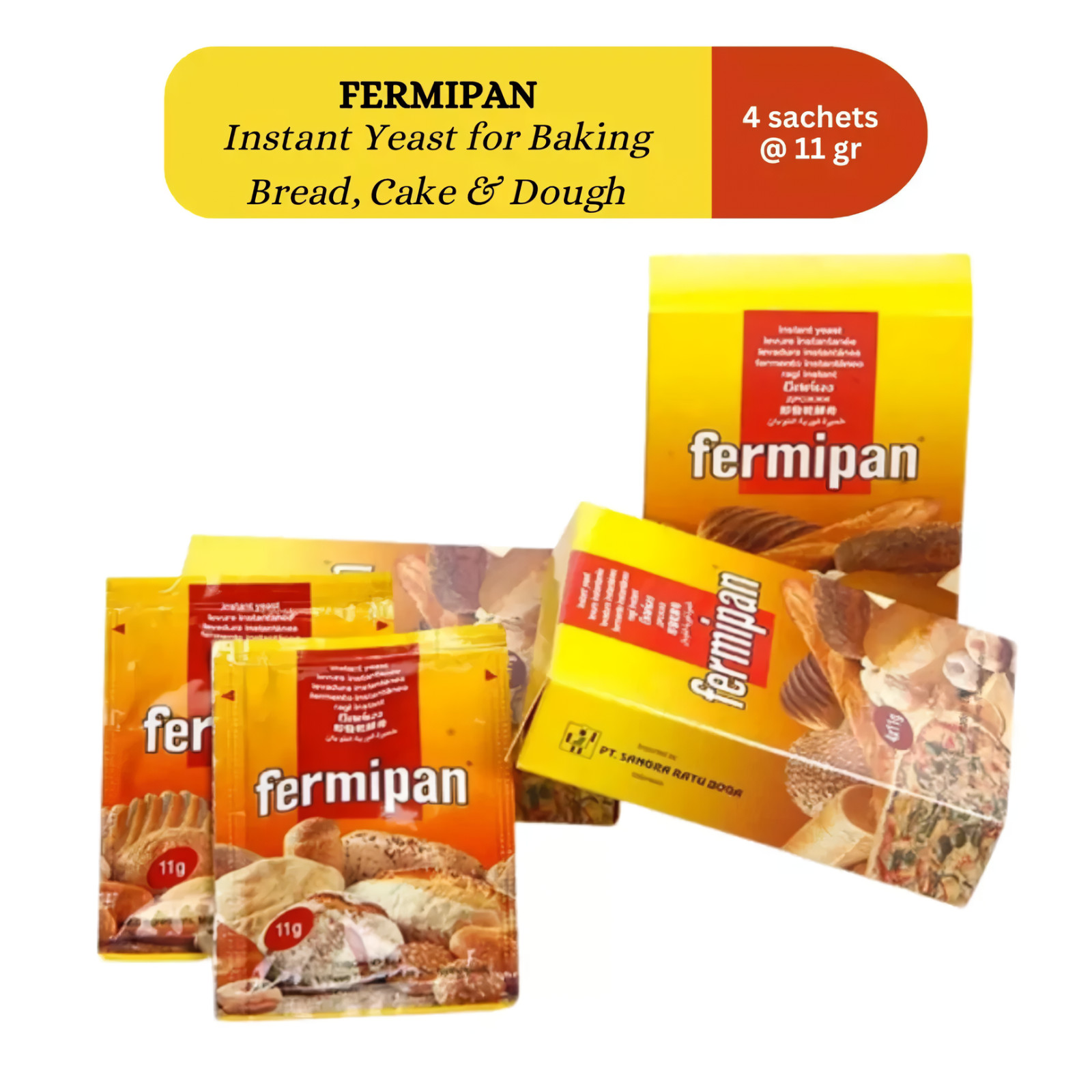 Fermipan Red Instant Dried Yeast for Fresh Baking Bakery Bread Bakers 4 Sachets gallery