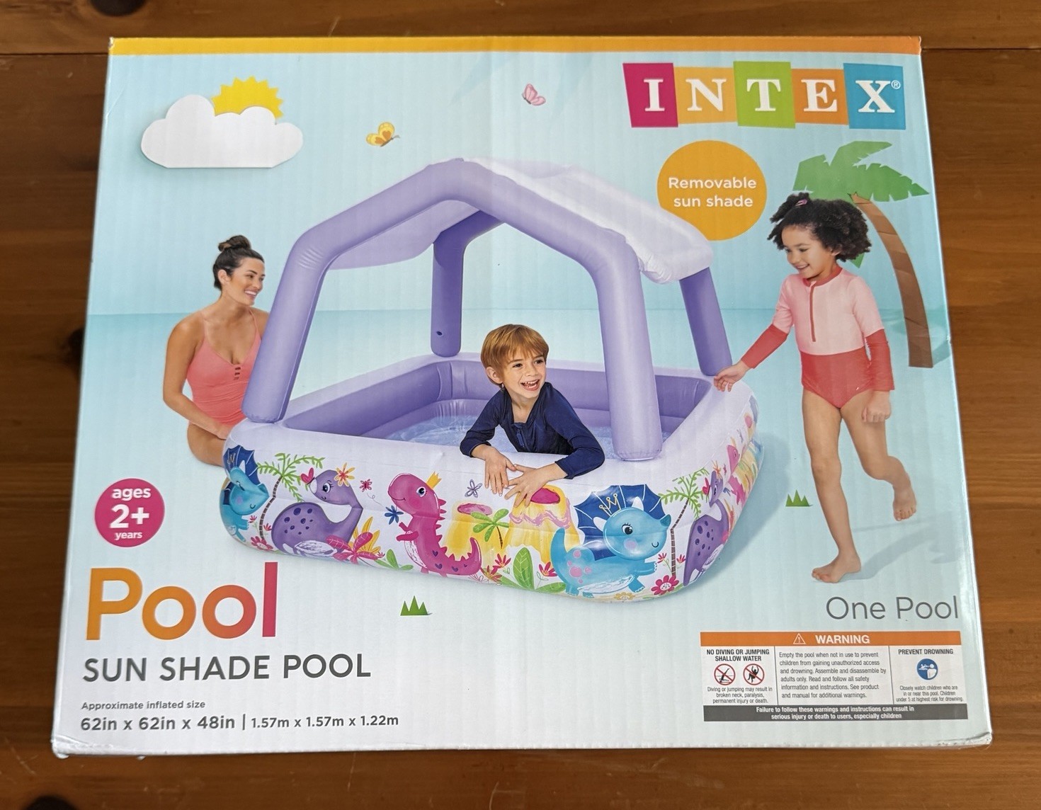 INTEX Inflatable Sun Shade Kids Swimming Pool with Canopy 62"x62"x48 gallery