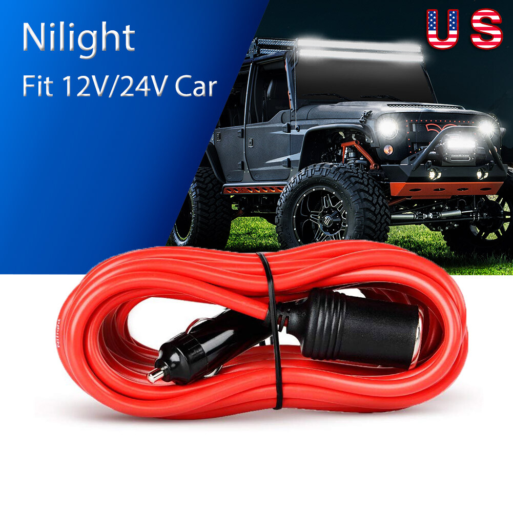 Nilight 14ft Extension Cord Cable Heavy Duty Charger w/ Cigarette Lighter Socket gallery