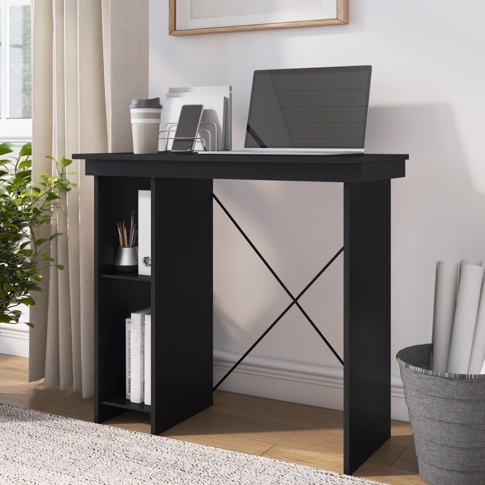 Ardent No Tools Small Space Writing Desk, Black gallery