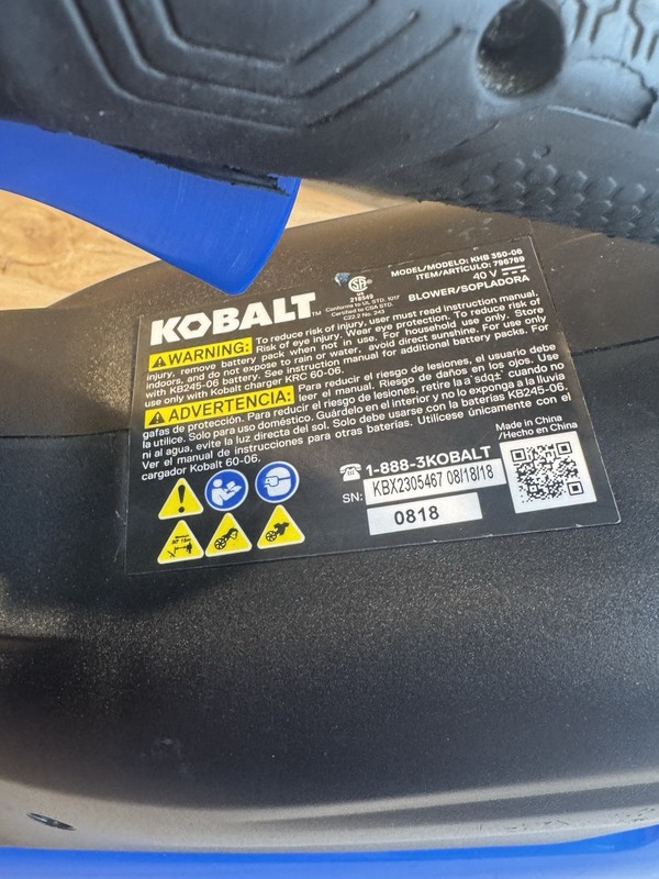 Kobalt 40 Volt Max Cordless Blower KHB350 Tool Only No Battery Tested Works gallery