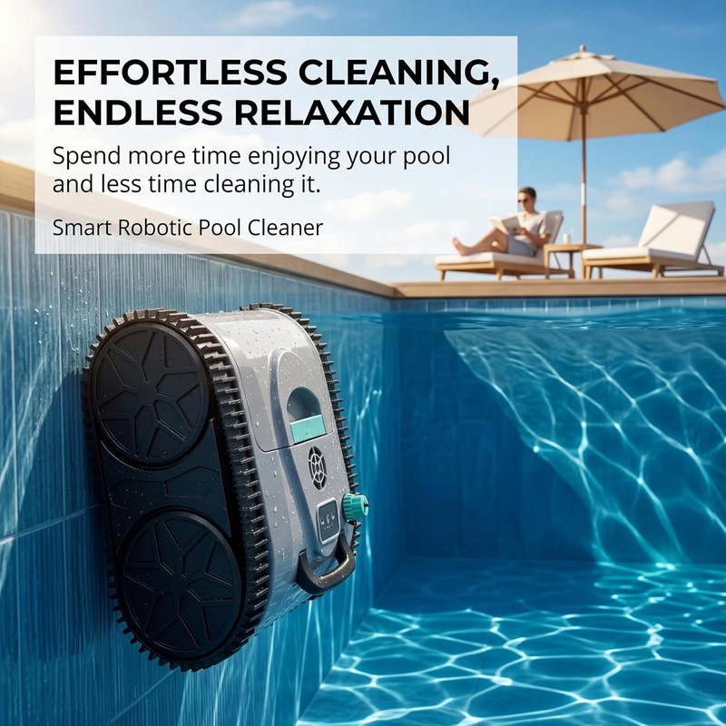 Hinice Cordless Pool Cleaner Robot for Wall & Waterline - PC03 3200sqft 120 mins gallery