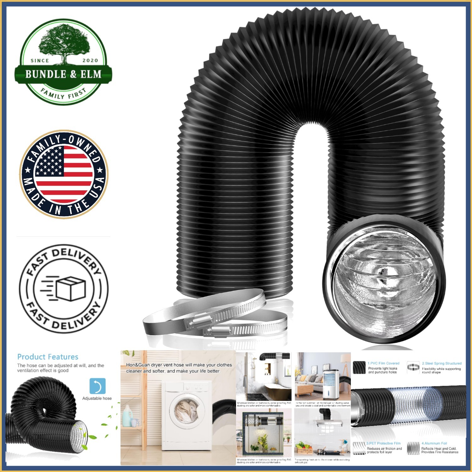 Flexible 3 Inch Vent Hose 16 FT Long for Exhaust and Heating Cooling Systems gallery
