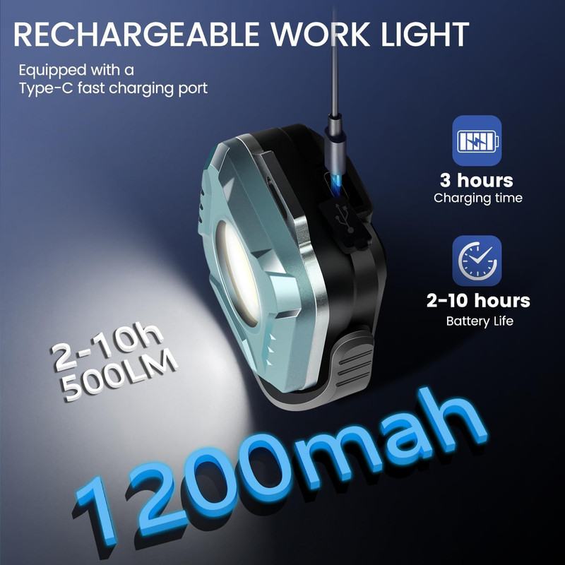 Magnetic Work Light Rechargeable, 500 Lumens Floodlight 1200 Mah LED Portable La gallery