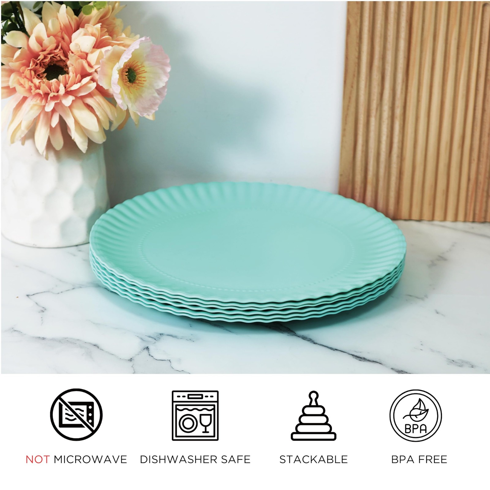 Tp 10.5 Reusable Melamine Paper Plates Round Plates For Party Picnic Outdoors gallery
