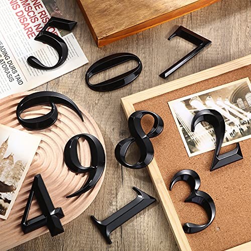 10 Pcs 3D Door Mailbox Numbers 0-9 Self - 4x2.5 Inches - Black gallery