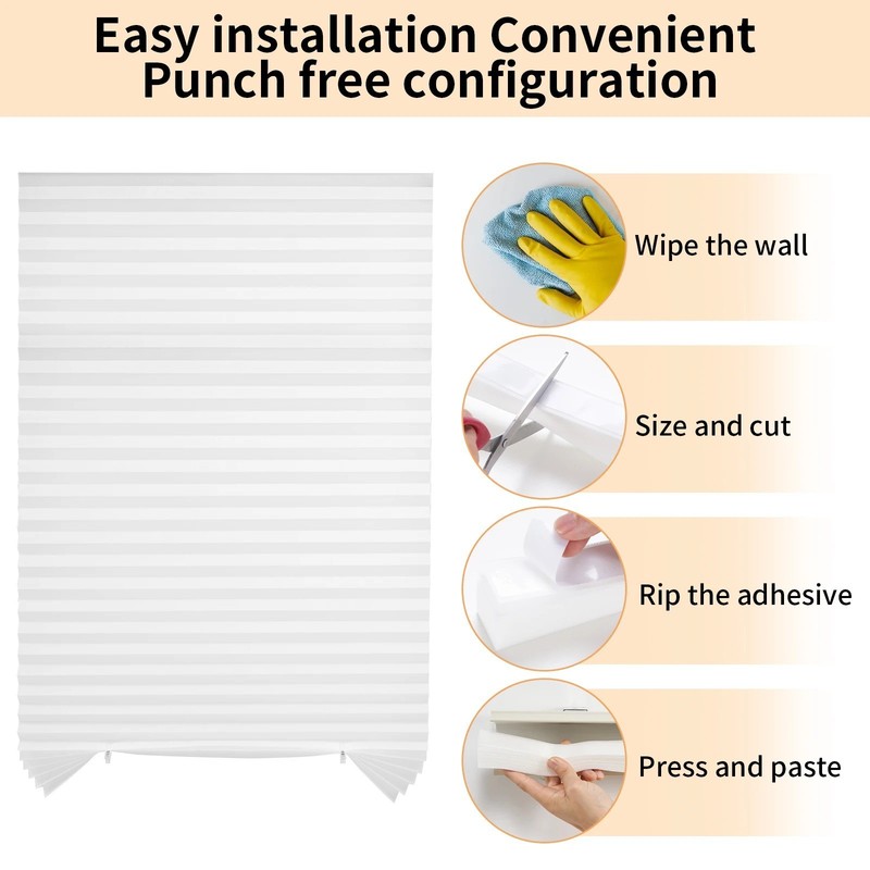Pleated Window Blinds Temporary Window Shades Cordless Light Filtering Pleated P gallery