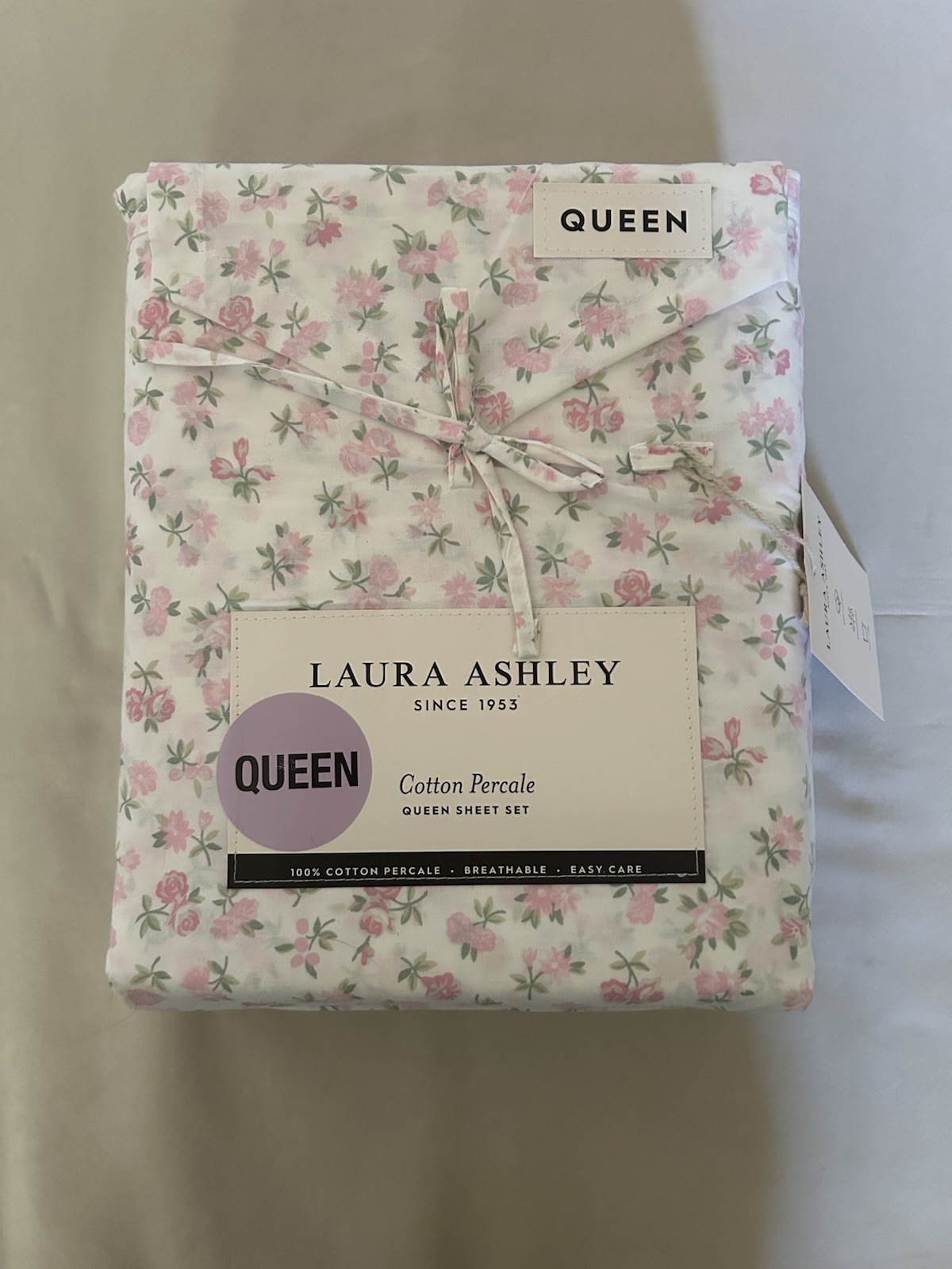 NEW 4pc Laura Ashley Queen Sheet Set Cottage Floral DITSY DOODLE Pinks & Green gallery