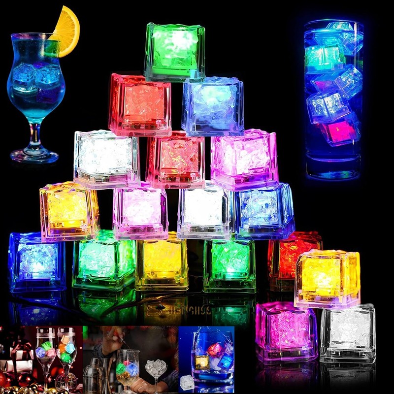 12-48Pcs LED Light Up Ice Cubes Glowing Ice Cubes for Drinks Bar Wedding Party gallery