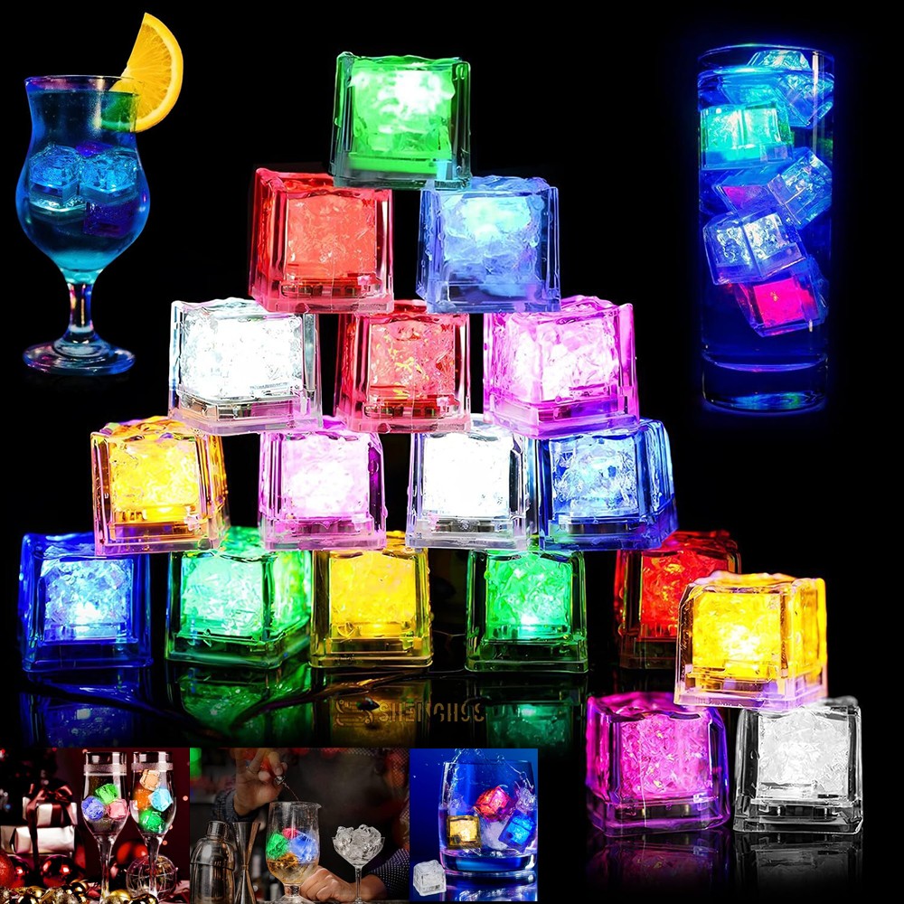 Lots Light Up Ice Cubes Color Changing Led Ice Cubes for Drinks Glow in the Dark gallery