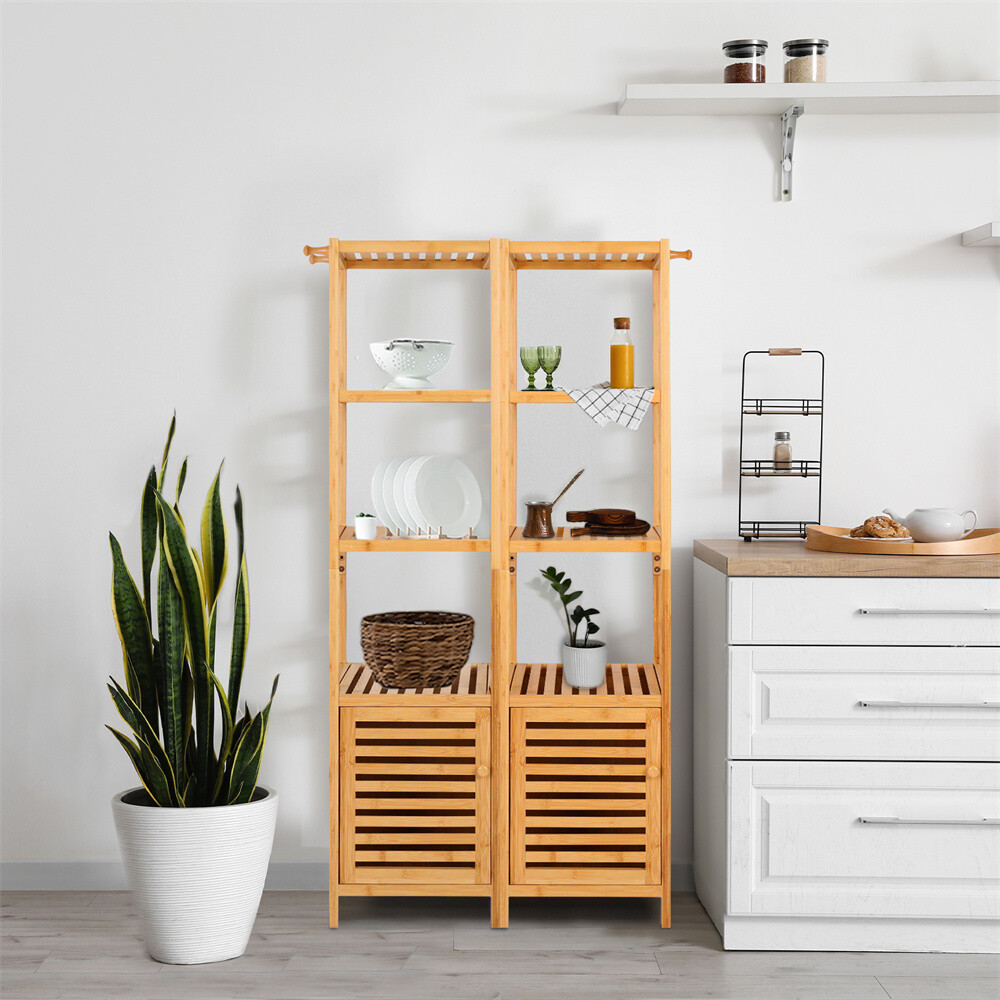 Kitchen Pantry Storage Cabinets Tall Bathroom Cupboard w Door 3 Shelves 3 Hooks gallery