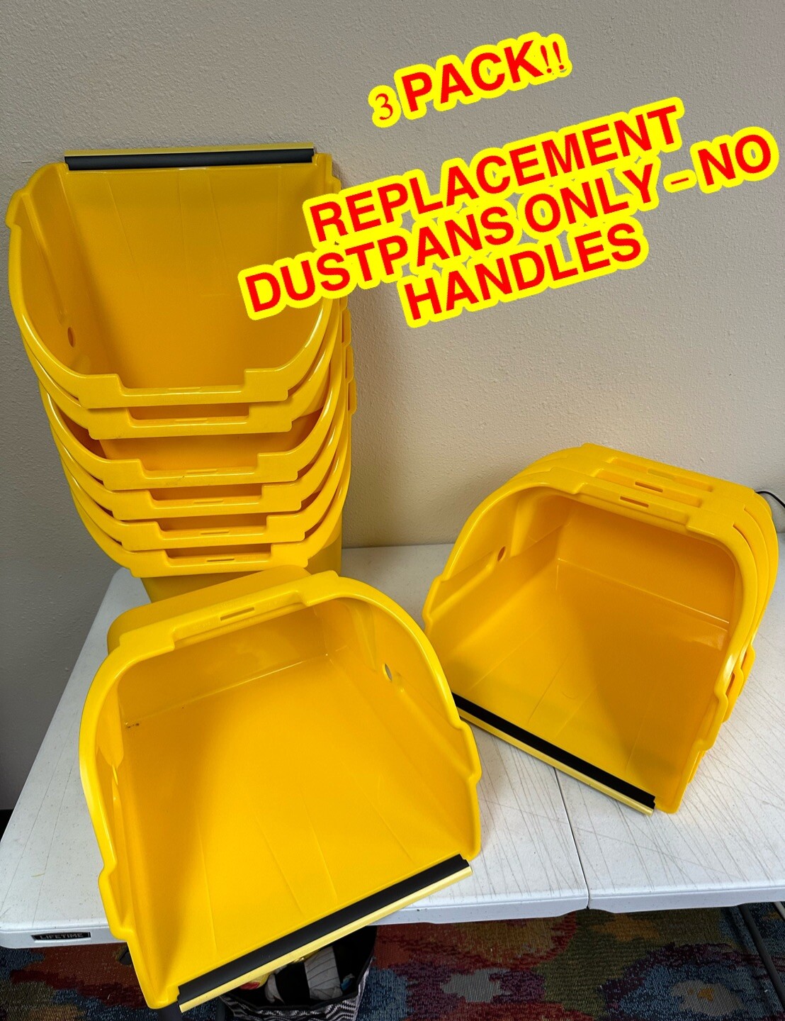 Quickie (3 PACK) Yellow Replacement Jumbo Plastic DUSTPANS ONLY - (NO HANDLES) gallery
