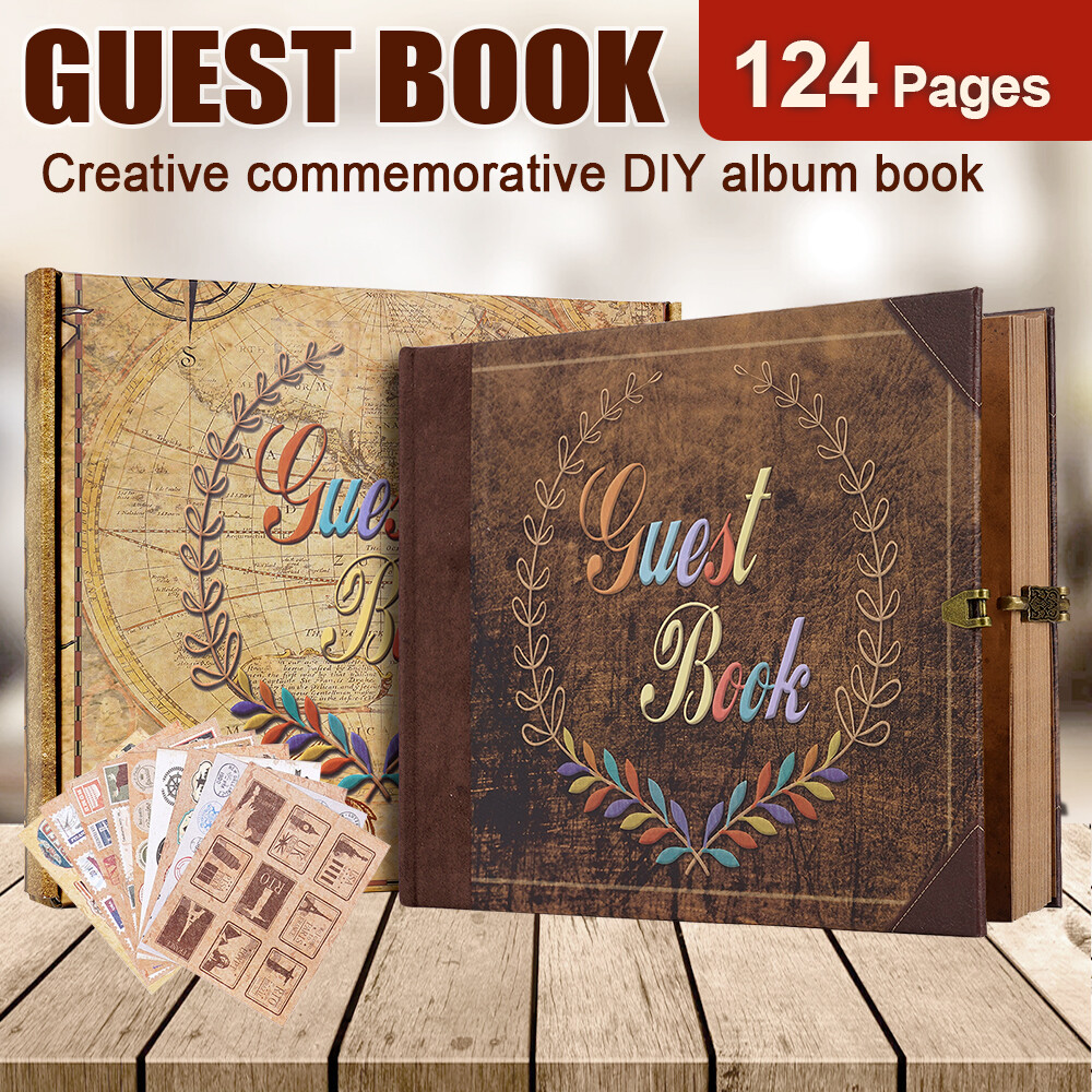 124 Pages Wedding Guest Book Funeral Memory Book with Gold Engraving Hardcover gallery