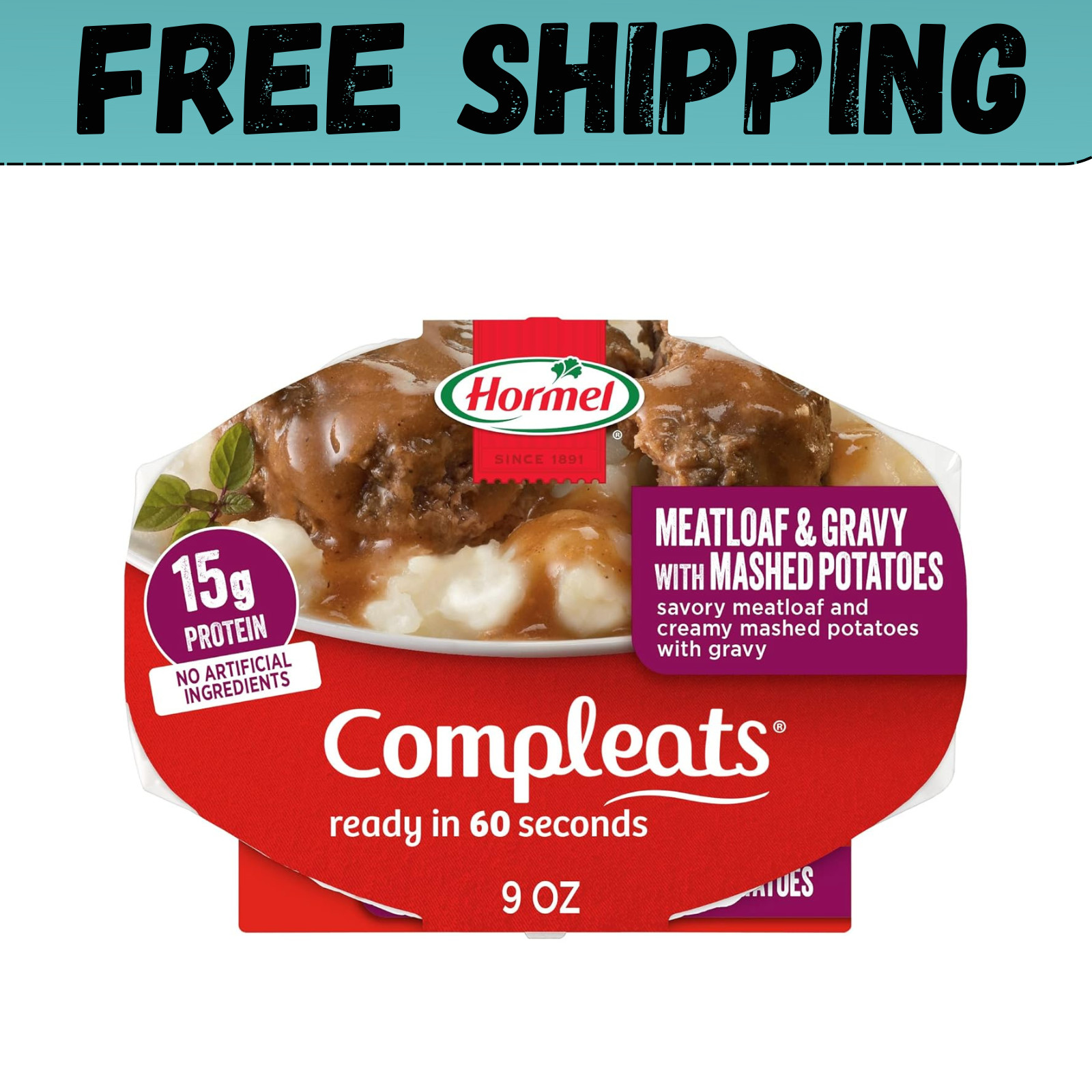 HORMEL COMPLEATS Meatloaf & Gravy with Mashed Potatoes Microwave Tray, 9 Oz. 6PK gallery