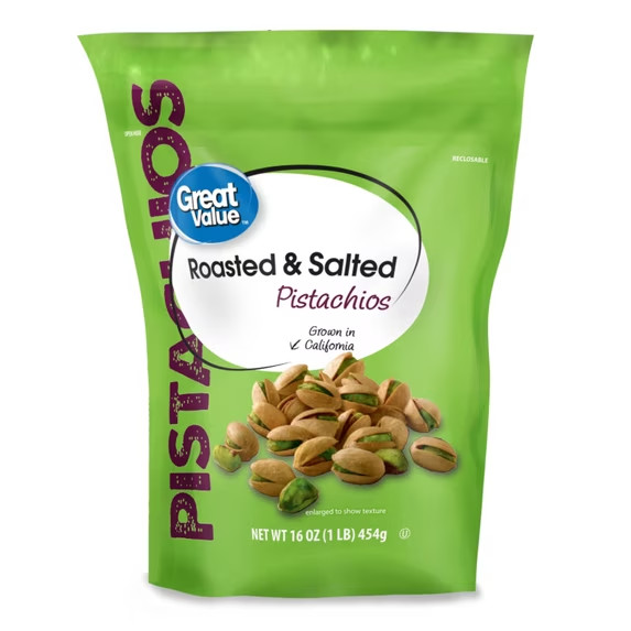 Great Value Roasted & Salted Pistachios, 16 oz Resealable Bag Free Shipping gallery