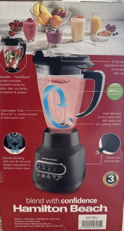 Hamilton Beach MultiBlend Blender 48oz Capacity 800 Watts Versatile Power Quiet gallery